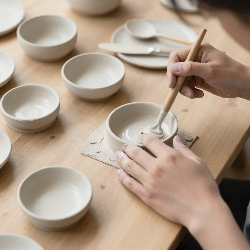 Artisan creating handmade ceramic decor